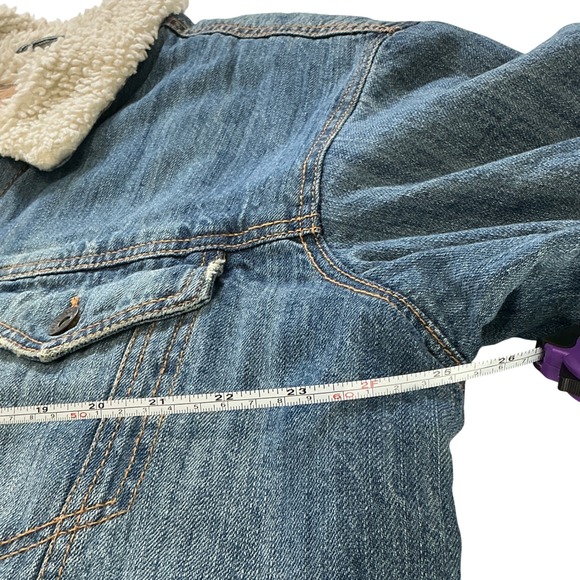 VTG 90's Arizona Jean Co Mens Sherpa Lined Denim Trucker Jacket Retro XL/XG Blue - Picture 6 of 7